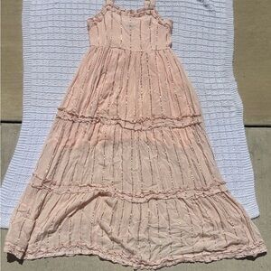 Jessica Taylor Boho Tiered Maxi Dress - One Size - Blush Pink & Gold